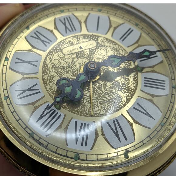 Vintage Gold Tone Happy Home Alarm Clock Filigree West Germany Luminous - *As Is - Picture 8 of 8